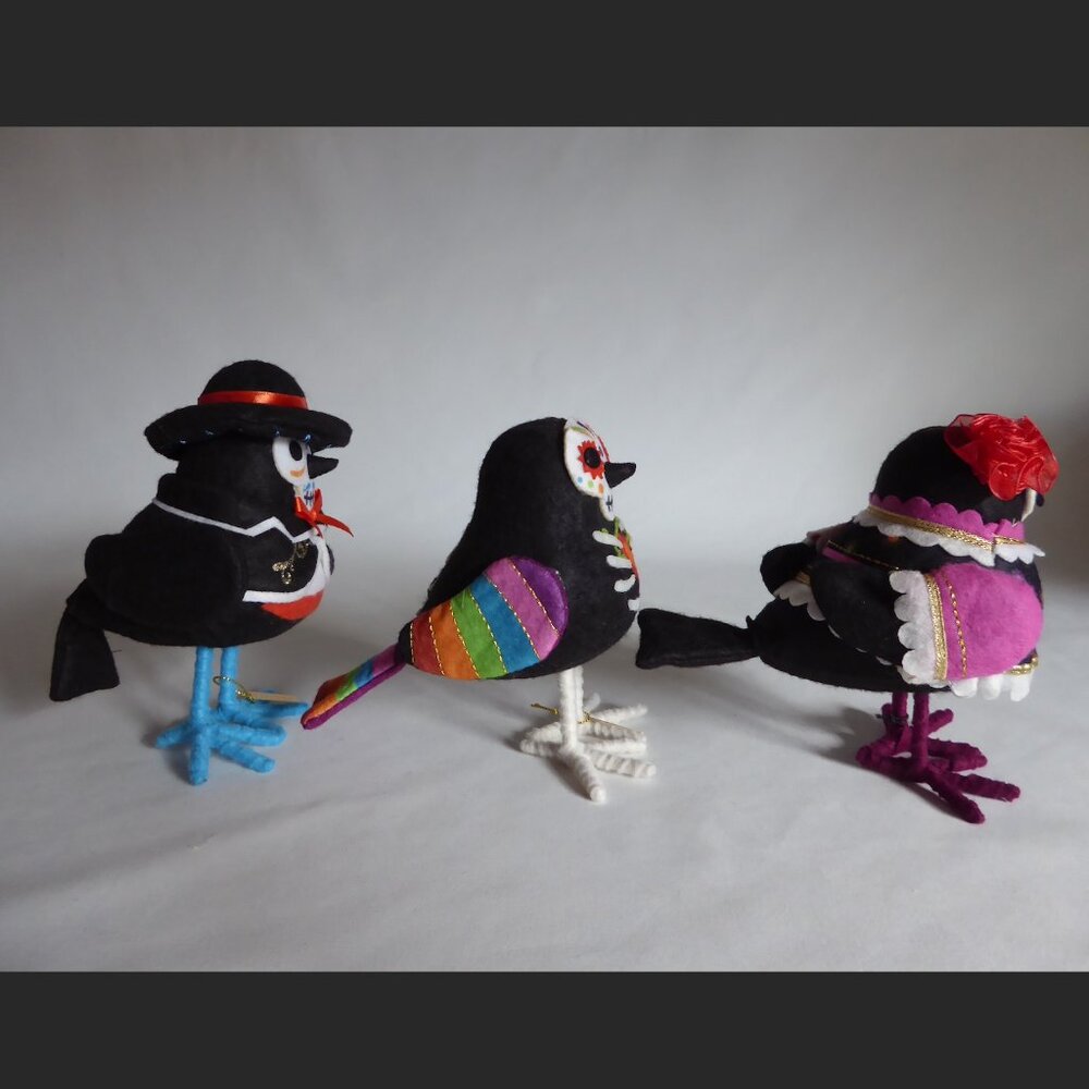 NEW 2018 TARGET HYDE & EEK DAY OF THE DEAD DIA DE LOS MUERTOS FELT BIRD LOT - Picture 2 of 12